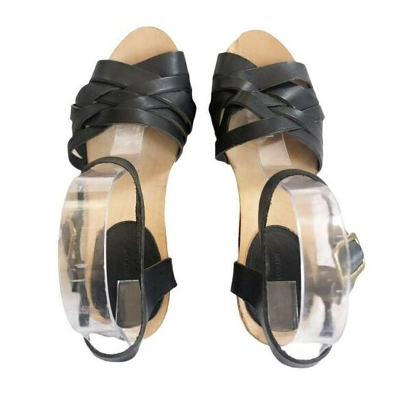 Isabel Marant Black Bianaca Leather Wooden Wedge Floral Print Sandals Eu 37 - Picture 3 of 12